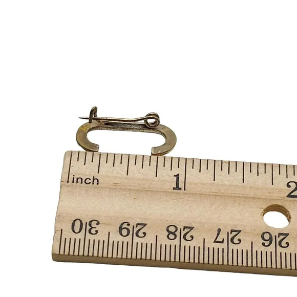 Antique Letter C Initial Brooch Pin Gold Tone Vintage C Clasp - Picture 4 of 4